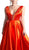 Cinderella Divine - Pleated Deep V-neck Satin A-line Dress