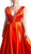 Pleated Deep V-neck Satin A-line Dress
