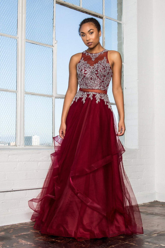 Elizabeth K - GL1594 Mock Two-Piece Illusion Sweetheart Mermaid Dress In Red