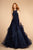 Elizabeth K Bridal - GL2528 Embroidered Illusion Jewel Tiered Gown In Blue