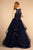 Elizabeth K Bridal - GL2528 Embroidered Illusion Jewel Tiered Gown In Blue