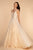 Elizabeth K Bridal - GL2529 Plunging V-Neck Trailing Blossom Gown In Neutral