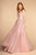 Elizabeth K Bridal - GL2529 Plunging V-Neck Trailing Blossom Gown In Pink
