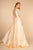 Elizabeth K - GL2531 Sleeveless Sheer Lace Applique Back Satin Gown In Yellow