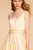 Elizabeth K - GL2531 Sleeveless Sheer Lace Applique Back Satin Gown In Yellow