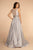 Elizabeth K - GL2531 Sleeveless Sheer Lace Applique Back Satin Gown In Silver