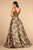 Elizabeth K - GL2536 Embroidered Deep V-neck Ballgown In Gold