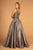 Elizabeth K - GL2539 Embroidered Deep V-neck Jacquard Ballgown In Silver