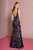 Elizabeth K - GL2551 Beaded and Sequin Applique Nude Illusion Gown In Blue
