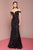 Elizabeth K - GL2552 Tulle Sequin Off Shoulder Mermaid Long Dress In Black
