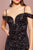 Elizabeth K - GL2552 Tulle Sequin Off Shoulder Mermaid Long Dress In Black
