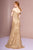 Elizabeth K - GL2552 Tulle Sequin Off Shoulder Mermaid Long Dress In Gold
