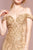Elizabeth K - GL2552 Tulle Sequin Off Shoulder Mermaid Long Dress In Gold