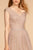 Elizabeth K - GL2560 Cap Sleeve Ruched Mesh Long Gown In Pink