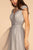 Elizabeth K - GL2560 Cap Sleeve Ruched Mesh Long Gown In Silver