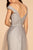 Elizabeth K - GL2560 Cap Sleeve Ruched Mesh Long Gown In Silver