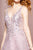 Elizabeth K - GL2564 Floral Embroidered Illusion A-Line Gown In Pink