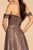 Elizabeth K - GL2570 Embellished Lace Off-Shoulder A-line Gown In Pink