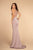 Elizabeth K - GL2573 Embellished High Halter Trumpet Dress In Pink