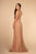 Elizabeth K - GL2574 Pleated Deep V-neck A-line Dress In Pink And Gold