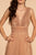 Elizabeth K - GL2574 Pleated Deep V-neck A-line Dress In Pink And Gold