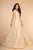 Elizabeth K - GL2580 Jewel-Studded Plunging V-Neck Long Gown In Neutral