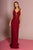Elizabeth K - GL2614 Lace Deep V-neck Jersey Sheath Dress In Red