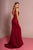 Elizabeth K - GL2614 Lace Deep V-neck Jersey Sheath Dress In Red