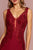 Elizabeth K - GL2614 Lace Deep V-neck Jersey Sheath Dress In Red