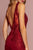 Elizabeth K - GL2614 Lace Deep V-neck Jersey Sheath Dress In Red