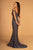 Elizabeth K - GL2629 Embellished Deep Off-Shoulder Trumpet Dress In Gray