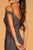 Elizabeth K - GL2629 Embellished Deep Off-Shoulder Trumpet Dress In Gray
