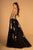 Elizabeth K - GL2654 Gold Embellished Strapless A-Line Gown In Black