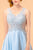 Elizabeth K - GS1613 Embroidered V-neck Chiffon A-line Dress in Blue