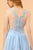 Elizabeth K - GS1613 Embroidered V-neck Chiffon A-line Dress in Blue
