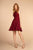 Elizabeth K - GS1618 Embroidered Swirl Motif Illusion Chiffon Dress In Red