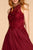 Elizabeth K - GS1618 Embroidered Swirl Motif Illusion Chiffon Dress In Red