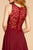 Elizabeth K - GS1618 Embroidered Swirl Motif Illusion Chiffon Dress In Red