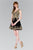 Elizabeth K - GS2403 Gold Lace Applique Tulle Cocktail Dress In Black