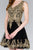 Elizabeth K - GS2403 Gold Lace Applique Tulle Cocktail Dress In Black