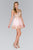 Elizabeth K - GS2403 Gold Lace Applique Tulle Cocktail Dress In Pink