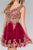 Elizabeth K - GS2403 Gold Lace Applique Tulle Cocktail Dress In Red