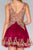 Elizabeth K - GS2403 Gold Lace Applique Tulle Cocktail Dress In Red