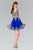 Elizabeth K - GS2403 Gold Lace Applique Tulle Cocktail Dress In Blue
