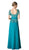 Cinderella Divine - Lace Short Sleeve Illusion Bateau Sheath Dress in Green