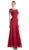 Cinderella Divine - Lace Short Sleeve Illusion Bateau Sheath Dress in Red