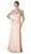 Cinderella Divine - Lace Short Sleeve Illusion Bateau Sheath Dress in Pink