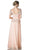 Cinderella Divine - Lace Short Sleeve Illusion Bateau Sheath Dress in Pink