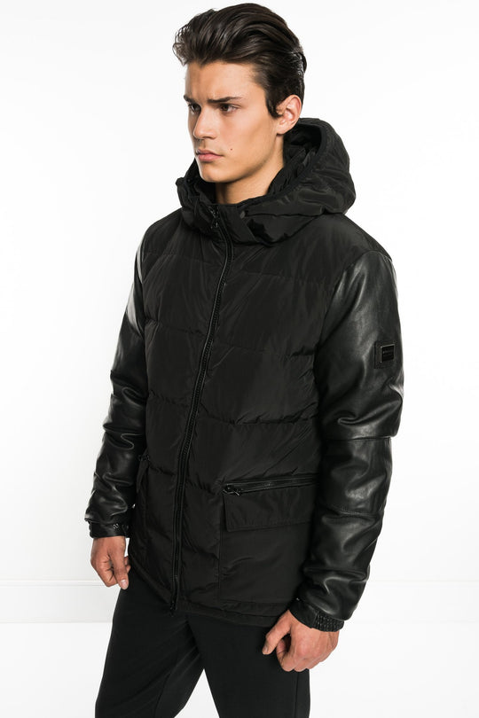 CHASE Down Parka with Leather Sleeves | CHASE Manteau en duvet avec manches en cuir