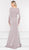 Marsoni by Colors - M242 Embellished Long Sleeve V-neck Trumpet Dress in Pink
